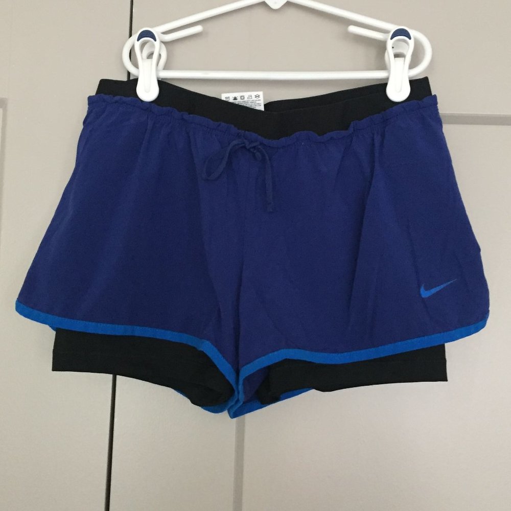 NIKE Dri Fit 2in1 Blue Shorts Built in Compression